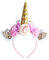 Zhichengbosi Einhorn Stirnband Gold Einhorn Horn Stirnband mit Ohren und Blumen für Halloween Weihnachten Geburtstag Party 1 Stück (Goldene)