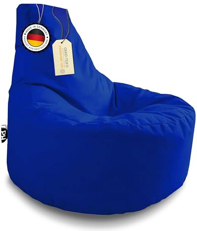 PATCH HOME Gamer Kissen & Lounge Sitzsack – befüllbar mit Reißverschluss, gefüllt mit Styropor, geeignet für In- & Outdoor. Perfekt als Gaming Sessel Sitzkissen (Blau - Ø 80cm x Höhe 90cm)