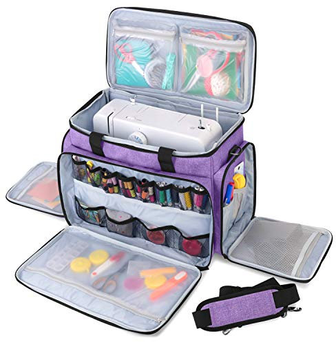 Luxja Bolsa para Máquina de Coser, Bolsa de Transporte de Máquina de Coser, Maleta para Máquina de Coser y Accesorios (Apto para la Mayoría de Las Máquinas de Coser), Púrpura