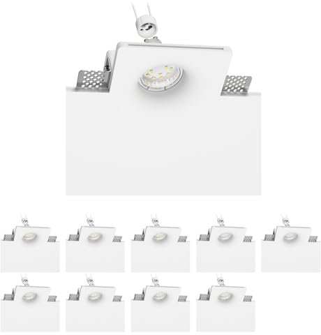 ledscom.de 10 Stück LED Gips Einbaustrahler GIEDI DIY, inkl. GU10 Lampe (weiß, 2,076W, 206lm, 110°)