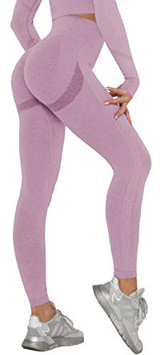 DUROFIT Scrunch Butt Leggings Damen High Waist Sport Leggings Po Push Up Leggings Booty Lift Leggins Gym Leggings Yoga Pants Ruched Sporthose Violett L
