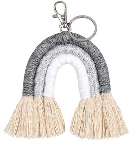 Youlin Weaving Gland Makramee Schlüsselanhänger Regenbogen-Himmel-Frauen Boho Eigenhändig Keychain Beutel-Charme hängend Schmuck Geschenke