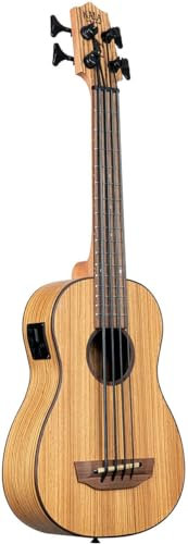 Kala U-BASS UBASS-ZEB-FS Bass-Ukulele mit gepolsterter Tasche, Zebraholz