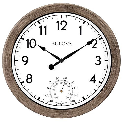Bulova Patio Time - Orologio da parete per interni ed esterni, 10,25, finitura in rattan