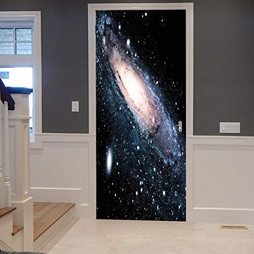 A.Monamour Türtapete Selbstklebend Türfolie Türposter 3D Galaxien Sterne Im Weltraum Universum Milchstraße Orbit Drucken Vinyl Folie Türdeko Tapete Wandbild Türaufkleber Türtattoo 90 x 200 cm