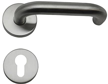 Löwen Drückergarnitur Türgriff Türbeschlag Edelstahl PZ Türklinke silbern rund (Modell 2)