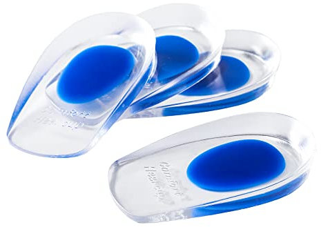 Gel Fersenkissen, Silikon Fersenpolster für Plantarfasziitis, Gel Fersenkappen und Kissen Geleinlagen für Männer und Frauen (EU 35-39, 2 Paar) Blau