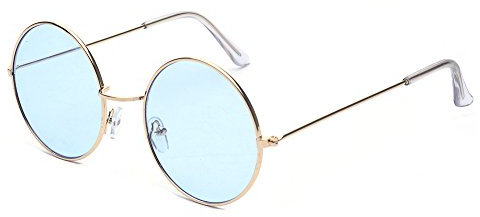 ALWAYSUV Kleine runde Retro-Sonnenbrille für Herren und Damen blau