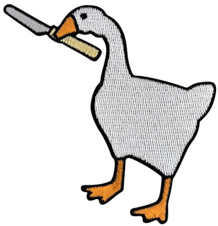 Urbanski Patch Gans mit Messer angry Goose zum Aufbügeln 8 x 8 cm | Aufnäher Applikation Bügelbild