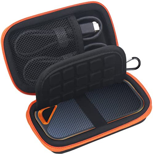 Lacdo Étui Disque Dur Externe Housse de Protection pour SanDisk Extreme Pro/SanDisk Extreme Portable SSD Externes SDSSDE81 SDSSDE80 500GO 1TO 2TO 4TO USB-C EVA Antichoc Étanche Pochette Case, Orange