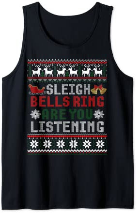 Schlittenglocken Ring Are You Listening Weihnachten Hässlicher Pullover Tank Top