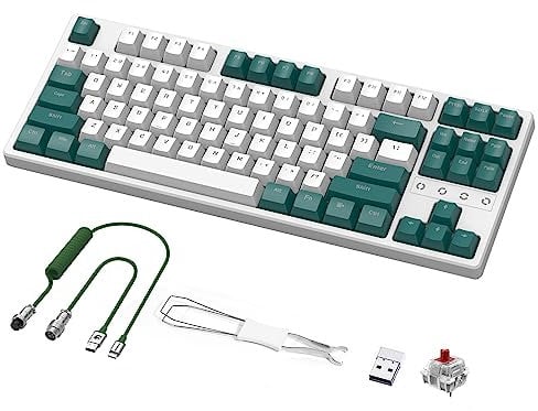 MAMBASNAKE × Attack Shark TKL Hot-Swap-fähige, kabellose, mechanische Gaming-Tastatur mit benutzerdefiniertem, gewickeltem USB-C-Kabel, Dreifachmodus 2,4 GHz/BT5.0/kabelgebunden, 4600mAh Schwarz/Grün