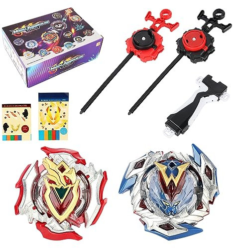 LUFEIS Bey Burst Turbo Blade Set, Burst Starter Set, 2 Metall Fusion Kampfkreisel, Bey Arena Blade Burst Turbo Set, Metall Fusion Kampf Kreisel mit 2 Launcher, Geschenk für Kinder (TL-003)