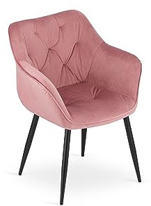 VBChome Stuhl Rose Esszimmerstühle Küchenstuhl Wohnzimmerstuhl Bürostuhl Stuhl mit Rückenlehne Gestell aus Metall Polsterstuhl Samt Stuhl aus Samt Velours Rose