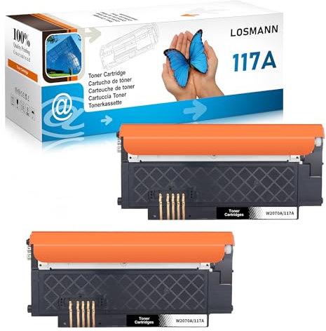 LOSMANN 117A Toner Set kompatibel für HP 117A W2070A Toner mit Chip für HP Color Laser 150 a 150 nw 150 Series MFP 170 MFP 178 nw MFP 178 nwg MFP 179 FNG MFP 179 fnw (Schwarz 2er-Pack)