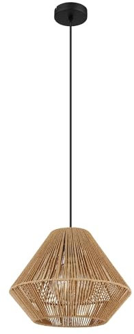 Globo Pendelleuchte - Beige - Schwarz - 35 x 120 cm - 1-flammig - Metall - Naturseil