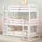 MQGPM Dreierbett für 3 Kinder 90x200cm mit Rausfallschutz und Lattenrost, Dreifaches Etagenbett mit Seitenleiter, Abnehmbar in Einzelbett,Doppelbett Personen,Hausbett, Gästebett Kiefern,Weiß