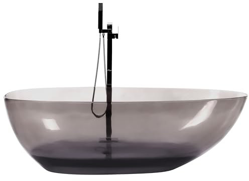 Baignoire Îlot Noire en Fonte Minérale Translucide 169 x 78 cm Ovale Blancarena