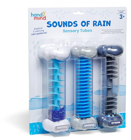 Learning Resources Wettergeräusche Sensorik-Röhren, Spielzeug für 3-jährige Jungen und Mädchen, Beruhigungsspielzeug zum Anfassen, 3 Geräusche, Schnee, Regen und Gewittersturm