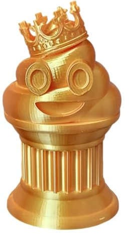 Znet3D King Poop-Emoji-Trophäe, 15,2 cm hoch, handgefertigt, mit additiver Herstellung, solides Seidengold-Design, gekröntes Kot-Emoji auf Säule – lustiges und einzigartiges Geschenk, Auszeichnung