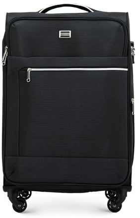 WITTCHEN MIRA Line Set mit 3 Koffer Gepäck Weichgepäck Reisekoffer Set aus Polyester Tragegriff Teleskopgriff Vier Lenkrollen TSA Kombinationschloss Größe (S+M+L) Schwarz
