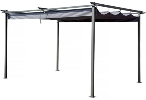 Habitat et Jardin Pergola avec Toit rétractable - 3 x 4 m - Gris
