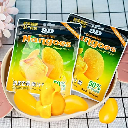 Peeled fruit candy 75g/bag, 50% fruit juice content, peeled fruit candy, soft and hard candy, Chinese candy, chewy candy, casual snacks, candy snack gift package (Mango flavor,1bag)