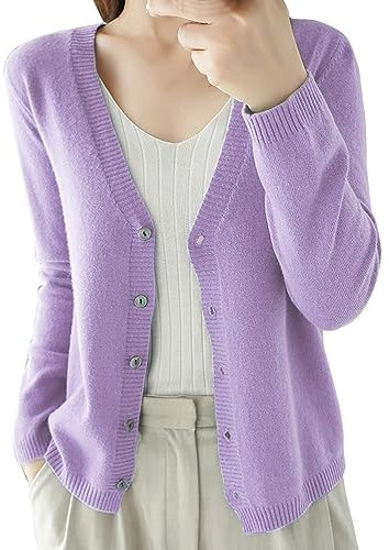 IQYU Cardigan estivo da donna leggero Cardigan elegante nero in cotone cardigan estivo elegante cappotto lungo giacca leggera a maniche lunghe aperto cardigan classico estivo cardigan, Colore: rosa.,