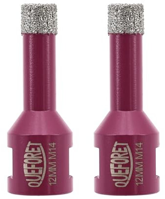 QUEFORET Forets Diamant pour Carrelage 12mm x M14-2 Pièces Trépan de Forage pour Céramique Porcelaine Marbre Granit pour Meuleuse d'Angle