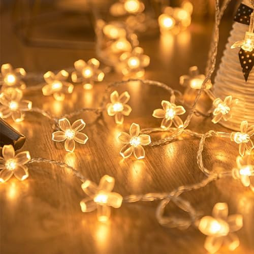 WFGGEH Guirlande lumineuse en forme de fleur de cerisier - 3 m - 20 LED - Alimentée par USB - Pour fête, anniversaire, mariage, Noël, décoration d'intérieur