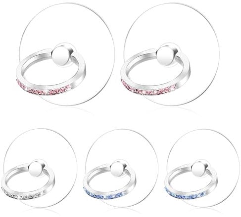 5 PCS Rhinestone Cell Phone Ring Holder 360° Degree Rotation Phone Ring Holder Grip Transparent Phone Grips Stand Holder Universal Phone Ring Holder Finger Kickstand for Most Phones Tablet