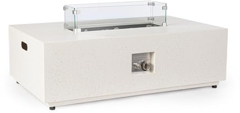 Decor Space Chimenea de gas Wolke con estructura de acero pintado con pantalla de cristal para interior y exterior (beige)