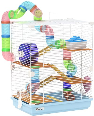 Pawhut 5 Tier Hamster Cage 58H x 46L x 30Wcm Light Blue