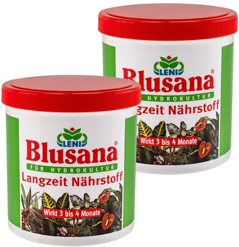 Blusana Langzeitdünger Lewatit HD 50 für Zierpflanzen in Hydrokultur | NPK mineralischer Dünger mit Ionenaustauscher 3-4 Monate Wirkung 1600ml - 2 x 800ml Dose