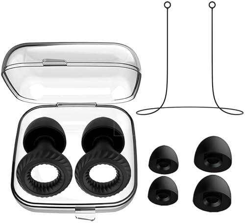 Ohrstöpsel zum Schlafen mit Verbindungskabel, weiche Vollsilikon Ohrenstöpsel geräuschreduzierende 25dB, wiederverwendbare Gehörschutz Ohrstöpsel für Konzert, Fokus, Reisen - 6 Ohrstöpselaufsätze
