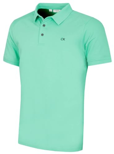 Calvin Klein Mens 2026 Campus 3 Button Ribbed Collar Golf Polo Shirt