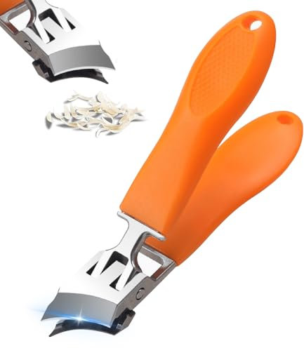 Generic Wide Jaw Opening Anti-Splash Slanted Nail Clipper, 2025 New Nail Clippers, Premium Stainless Steel Sharp Nail Clipper (Orange)