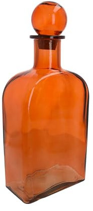 KEYHOMESTORE Bouteille avec bouchon, récipient élégant en verre de haute qualité, idéal comme décorations et bibelots, fabriqué en Italie (19 x 46 cm) - Orange