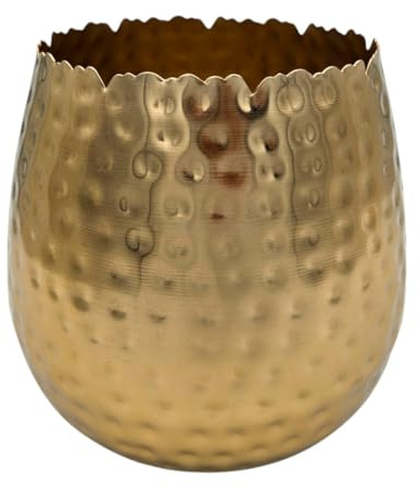 Meinposten Blumentopf Übertopf Vase Gold Metall Hammerschlag 18x18 cm Pflanztopf Deko