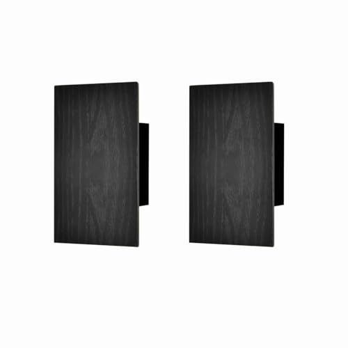 Wandlampe Holz Schwarz,2er Wandleuchte Innen mit Schalter,Vintage Nachttischlampe Wandmontage Led Warmweiß,Wall Light im Modern Design für Schlafzimmer Wohnzimmer Flur,Treppenhaus,Retro Bettlampe,8W