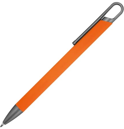 Livepac-Office Gummierter Soft Touch Gel Kugelschreiber aus Metall/Farbe: orange