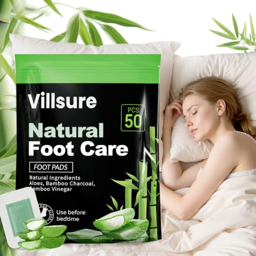 Villsure Aloe Vera Foot Pads, 50 Count Foot Care Pads for Adults, Easy-to-Use Adhesive Foot Pads for Daily Personal Care