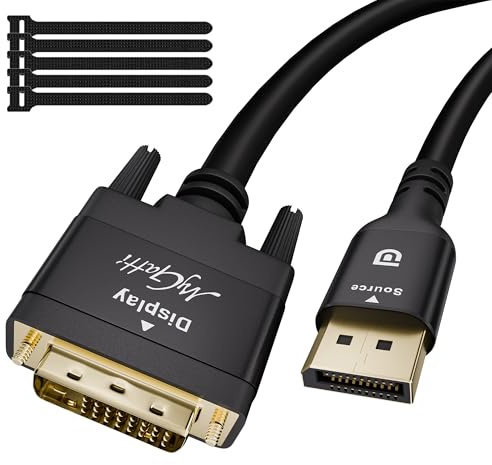 Mygatti Cavo DisplayPort a DVI 1.5m,4K@30Hz/1080p@60Hz Unidirezionale, Cavo DP a DVI Adattatore Maschio/Maschio per Monitor, Proiettore, Computer, Desktop, PC, HDTV ecc. con 5 fascette per cavi