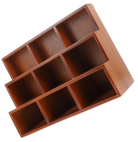 MUELODSIC Présentoir en Bois Massif Rétro pour Rangement et Exposition D'objets Artisanaux, Étagère Murale Bureau, 9 Compartiments, Design Simple et Élégant
