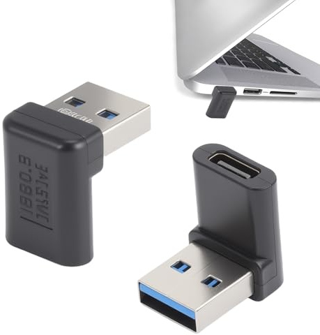 LOLANIUT 2pcs USB C auf USB 3.0 Adapter 2er Set, OTG Adapter mit 90-Grad Rechtwinkliger Winkelstecker, USB C Adapter für schnelle Datenübertragung, Plug & Play, kompatibel mit MacBook, PC Und Mehr