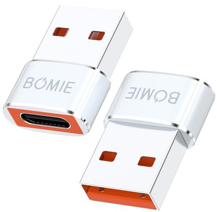 BOMIE USB to USB C Adapter 2 Pack,USB C Female to USB A Male Adaptor | Fast Charging Data Transfer,Type C Converter Charger for Phone 15/16/17 Series,Pad Pro,Ga-laxy,Smartphone,Tablet,Laptop White