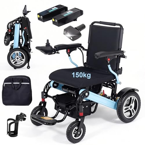 2026 WEYRAL Elektrischer Rollstuhl, Tragkraft 150 kg,mit Heckbedienung, Reichweite 48 km Rollstuhl Elektrisch, 700-W-Doppelmotoren, 52 cm breiter Sitz, mit Led Licht, Rucksack, Becherhalter