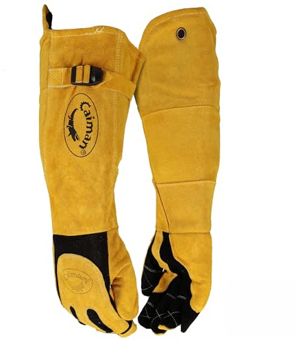 Caiman 1878-5 21-Inch One Size Fits All Genuine American Deerskin Welding Glove with Boarhide Leather Heat Shield and Cuff