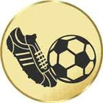 Pokal / Medaille Emblem, Motiv Fussball neutral, Durchmesser 50 mm, gold