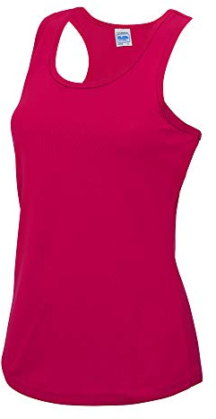 Just Cool Girlie Fit Sports Ladies Vest / Tank Top (S) (Hot Pink)